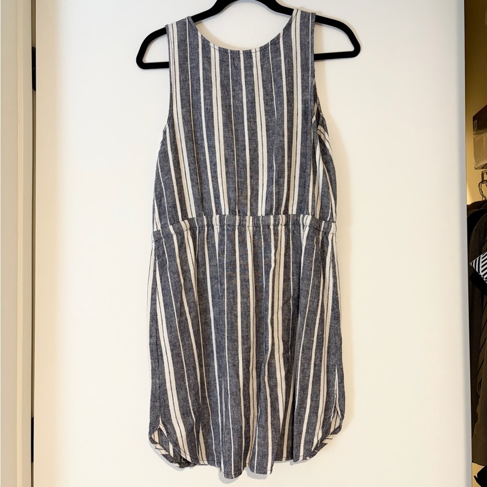 Old Navy Striped Mini Dress Women’s Medium Blue White Tie Waist Sleeveless - Picture 2 of 2